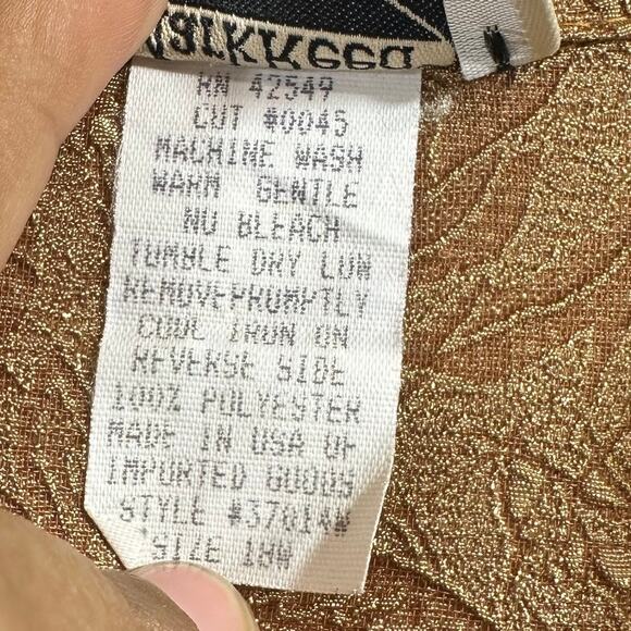 VTG Mark Reed Top Blouse Plus 18W 80s Jacquard Gold Tone‎ Rose Buttoned Women's - Picture 6 of 12